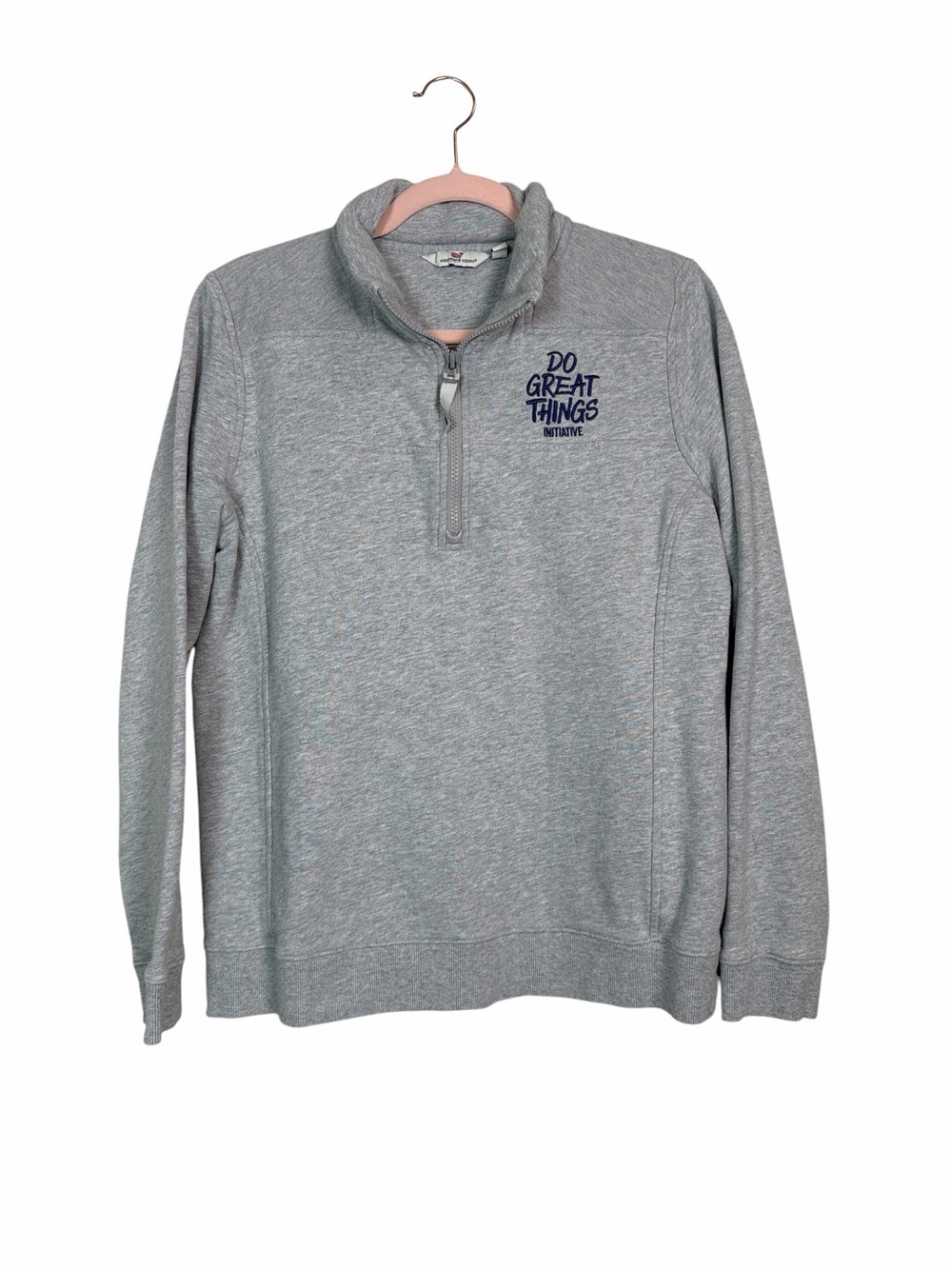 Vineyard Vines Gray Quarter Zip Pullover Large Do Great Things Embroidered
